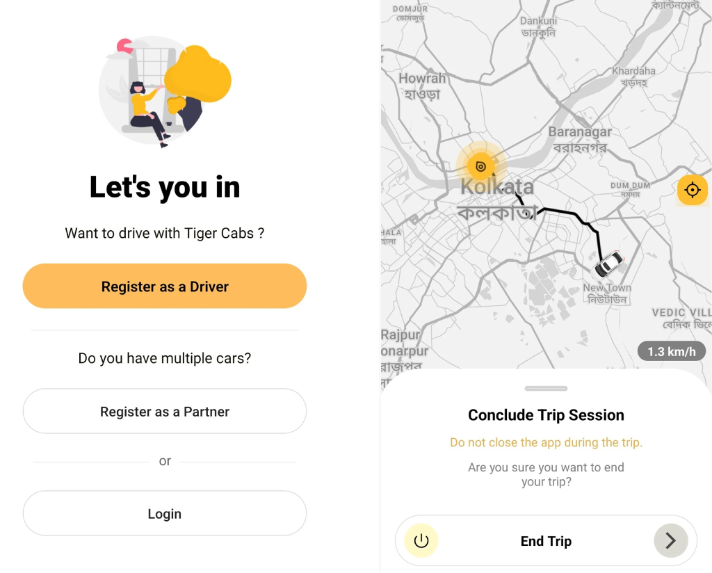 TIGER CABS APP screenshot